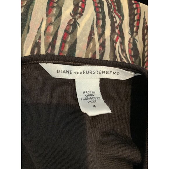 Diane Von Furstenberg Brown & Tan "Bevin" 100% Wool & Silk Shirt, Size 4 (US) - Picture 8 of 9